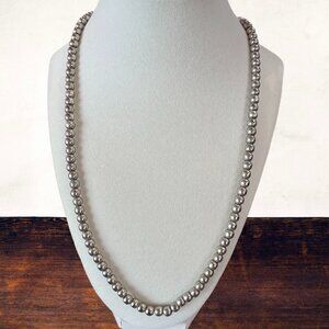 22" Timeless Silver Beaded Necklace, 1 oz, in authentic Mexican sterling silver.
